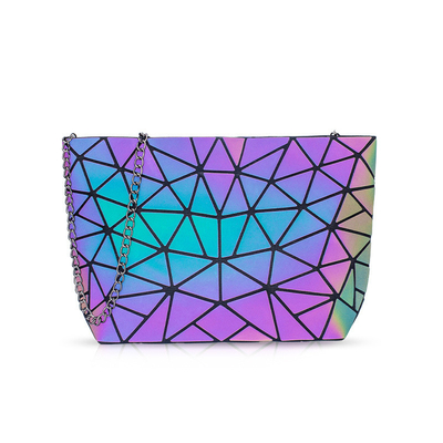 Fashion Geometry Ringer PU Skórzane torby na ramię Laserowa zmiana koloru