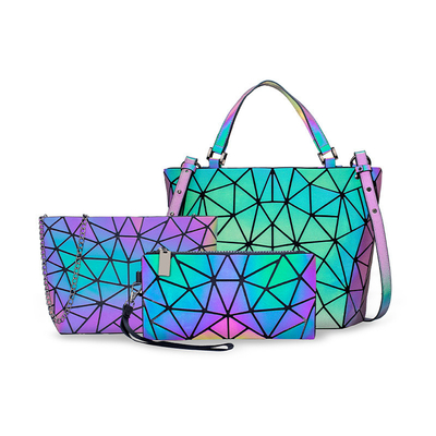 Fashion Geometry Ringer PU Skórzane torby na ramię Laserowa zmiana koloru