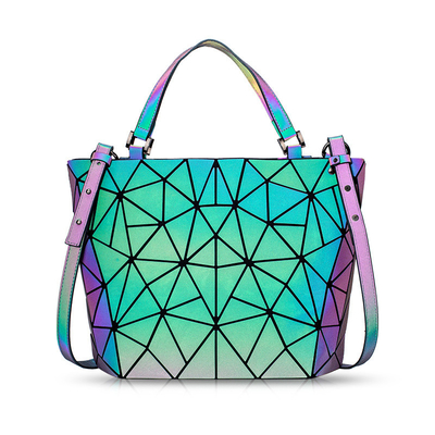 Fashion Geometry Ringer PU Skórzane torby na ramię Laserowa zmiana koloru