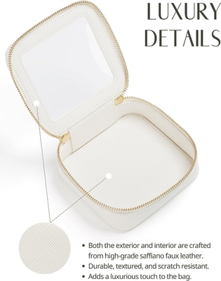 Mała torba kosmetyczna do torebki mini torba makijażowa do szkoły Cute Clear Make Up Pocket for Travel Tiny Leather White Make Up O