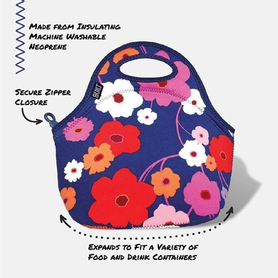 Zbudowany Gourmet Getaway Miękki Neopren Lunch Tote Bag - lekki, izolowany i wielokrotnie używany, jeden rozmiar, czarny