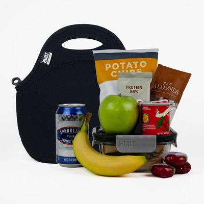 Zbudowany Gourmet Getaway Miękki Neopren Lunch Tote Bag - lekki, izolowany i wielokrotnie używany, jeden rozmiar, czarny
