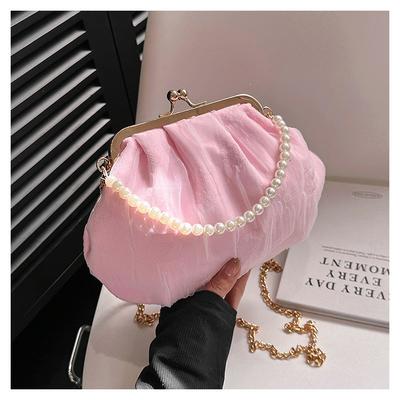 2024 NEW RETRO FAIRY Solid COLOR SMALL BAG BIAŁA RYCZY KASZEK PERŁOWA KASZEK DAMY NET YARN W SIMPLE CROSSBODY BAG