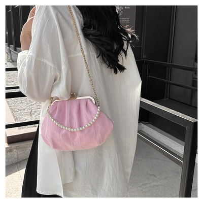 2024 NEW RETRO FAIRY Solid COLOR SMALL BAG BIAŁA RYCZY KASZEK PERŁOWA KASZEK DAMY NET YARN W SIMPLE CROSSBODY BAG