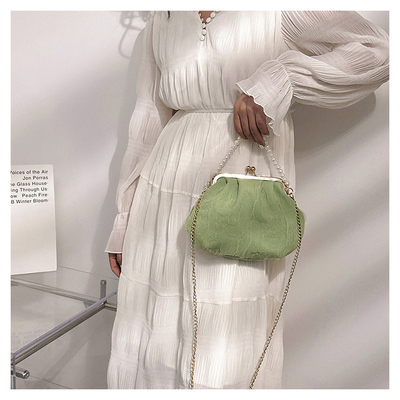 2024 NEW RETRO FAIRY Solid COLOR SMALL BAG BIAŁA RYCZY KASZEK PERŁOWA KASZEK DAMY NET YARN W SIMPLE CROSSBODY BAG
