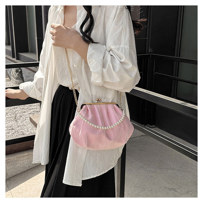2024 NEW RETRO FAIRY Solid COLOR SMALL BAG BIAŁA RYCZY KASZEK PERŁOWA KASZEK DAMY NET YARN W SIMPLE CROSSBODY BAG