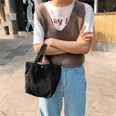Artsy Corduroy TASK Casual PORTABLE MINI LADY'S Clutch TASK VINTAGE TASK BENTO TASK
