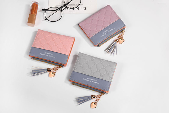 Koreańska wersja nowego damskiego portfela splicing color short wallet fringe zipper multi card coin wallet in stock