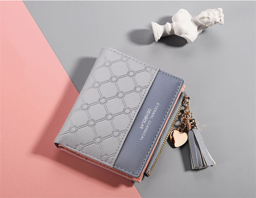 Koreańska wersja nowego damskiego portfela splicing color short wallet fringe zipper multi card coin wallet in stock