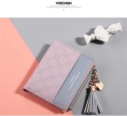 Koreańska wersja nowego damskiego portfela splicing color short wallet fringe zipper multi card coin wallet in stock