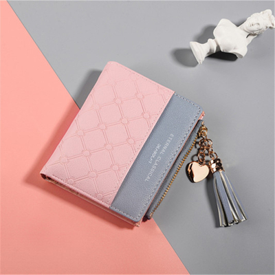Koreańska wersja nowego damskiego portfela splicing color short wallet fringe zipper multi card coin wallet in stock