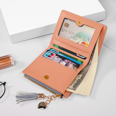Koreańska wersja nowego damskiego portfela splicing color short wallet fringe zipper multi card coin wallet in stock