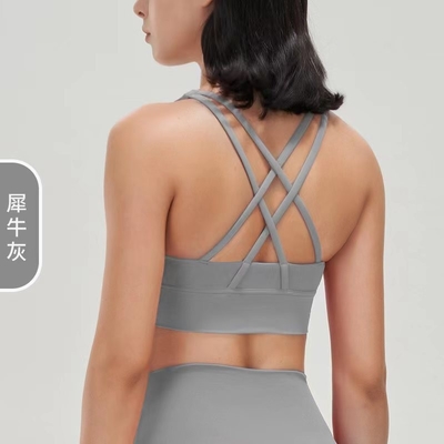 Dwóchstronne szczotkowane skrzyżowane plecy sporty bielizna odporna na wstrząsy push-up yoga sporty bra kamizelka fitness