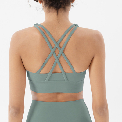 Dwóchstronne szczotkowane skrzyżowane plecy sporty bielizna odporna na wstrząsy push-up yoga sporty bra kamizelka fitness