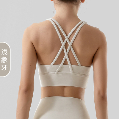 Dwóchstronne szczotkowane skrzyżowane plecy sporty bielizna odporna na wstrząsy push-up yoga sporty bra kamizelka fitness