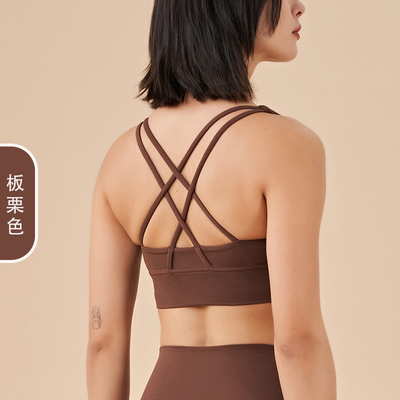 Dwóchstronne szczotkowane skrzyżowane plecy sporty bielizna odporna na wstrząsy push-up yoga sporty bra kamizelka fitness