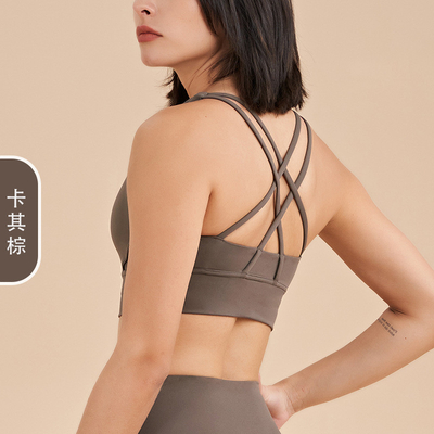 Dwóchstronne szczotkowane skrzyżowane plecy sporty bielizna odporna na wstrząsy push-up yoga sporty bra kamizelka fitness
