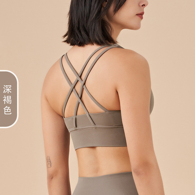 Dwóchstronne szczotkowane skrzyżowane plecy sporty bielizna odporna na wstrząsy push-up yoga sporty bra kamizelka fitness