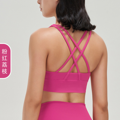 Dwóchstronne szczotkowane skrzyżowane plecy sporty bielizna odporna na wstrząsy push-up yoga sporty bra kamizelka fitness