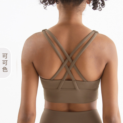Dwóchstronne szczotkowane skrzyżowane plecy sporty bielizna odporna na wstrząsy push-up yoga sporty bra kamizelka fitness