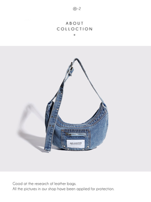 /2024 /Cross-Border /NEW underarms bag /NICHE DESIGN /RETRO WASH denim bag /Senior dumpling bag