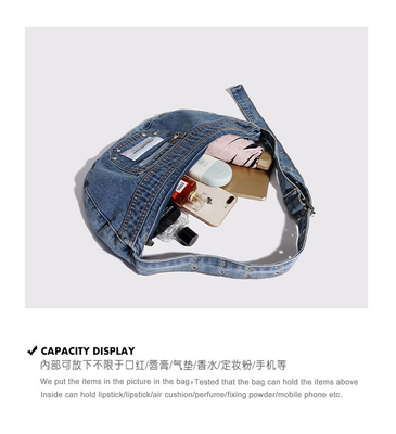 /2024 /Cross-Border /NEW underarms bag /NICHE DESIGN /RETRO WASH denim bag /Senior dumpling bag