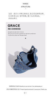 /2024 /Cross-Border /NEW underarms bag /NICHE DESIGN /RETRO WASH denim bag /Senior dumpling bag