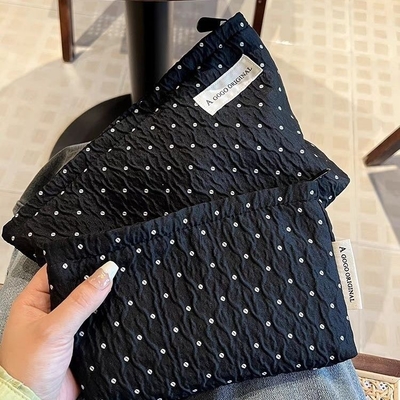 POLKA DOT CZARNY MAKEUP BAG SWEET SKINCARE STORAGE BAG NOSIĄCY PORTABLE MONETY torebka podróżna pranie
