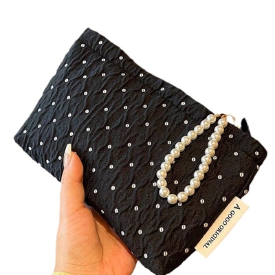 POLKA DOT CZARNY MAKEUP BAG SWEET SKINCARE STORAGE BAG NOSIĄCY PORTABLE MONETY torebka podróżna pranie