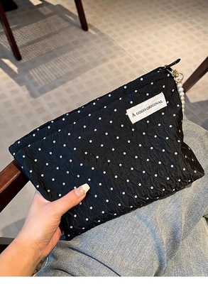 POLKA DOT CZARNY MAKEUP BAG SWEET SKINCARE STORAGE BAG NOSIĄCY PORTABLE MONETY torebka podróżna pranie