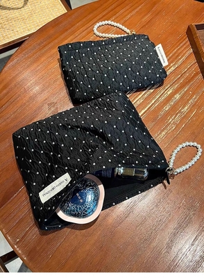 POLKA DOT CZARNY MAKEUP BAG SWEET SKINCARE STORAGE BAG NOSIĄCY PORTABLE MONETY torebka podróżna pranie