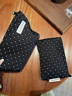 POLKA DOT CZARNY MAKEUP BAG SWEET SKINCARE STORAGE BAG NOSIĄCY PORTABLE MONETY torebka podróżna pranie