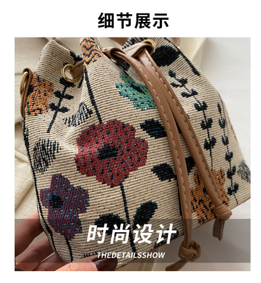 NOWA CHINESE NATIONAL WIND ARCHIPIT BUCKET BAG PROSTA MODA TENDENCJA LATO NOWA STYL LINEN Wysokiej klasy SENSE
