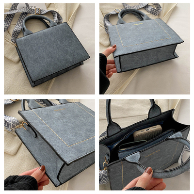 VINTAGE CHIC TEXTURED LETTER TOTE BAG damska torba 2024 NOWA duża pojemność moda torba ręczna szeroki pas torba ramienne