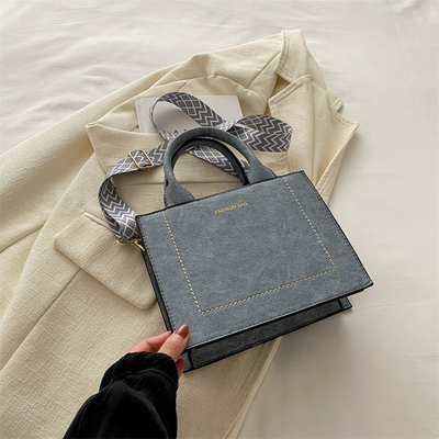 VINTAGE CHIC TEXTURED LETTER TOTE BAG damska torba 2024 NOWA duża pojemność moda torba ręczna szeroki pas torba ramienne