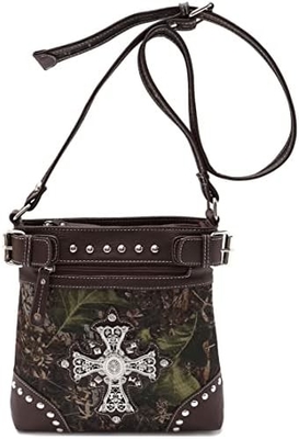 Kamuflaż Rhinestone Cross Pistolet Buckle Western Crossbody Portfele Cowgirl Krajowe Płytkowane torebki Kobiety Jedno ramię