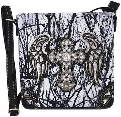 Kamuflaż Rhinestone Cross Pistolet Buckle Western Crossbody Portfele Cowgirl Krajowe Płytkowane torebki Kobiety Jedno ramię