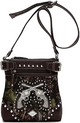 Kamuflaż Rhinestone Cross Pistolet Buckle Western Crossbody Portfele Cowgirl Krajowe Płytkowane torebki Kobiety Jedno ramię