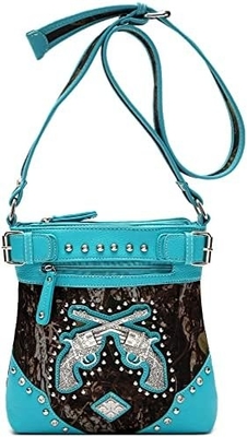 Kamuflaż Rhinestone Cross Pistolet Buckle Western Crossbody Portfele Cowgirl Krajowe Płytkowane torebki Kobiety Jedno ramię