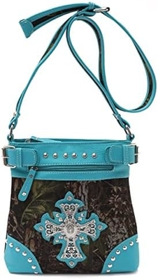 Kamuflaż Rhinestone Cross Pistolet Buckle Western Crossbody Portfele Cowgirl Krajowe Płytkowane torebki Kobiety Jedno ramię