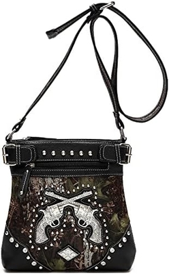Kamuflaż Rhinestone Cross Pistolet Buckle Western Crossbody Portfele Cowgirl Krajowe Płytkowane torebki Kobiety Jedno ramię