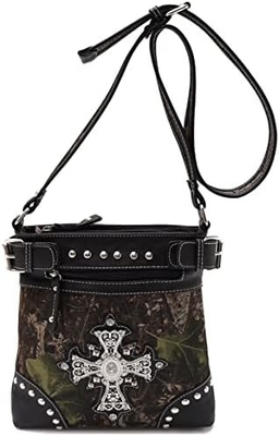 Kamuflaż Rhinestone Cross Pistolet Buckle Western Crossbody Portfele Cowgirl Krajowe Płytkowane torebki Kobiety Jedno ramię