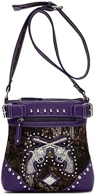 Kamuflaż Rhinestone Cross Pistolet Buckle Western Crossbody Portfele Cowgirl Krajowe Płytkowane torebki Kobiety Jedno ramię