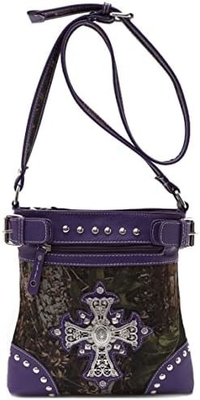 Kamuflaż Rhinestone Cross Pistolet Buckle Western Crossbody Portfele Cowgirl Krajowe Płytkowane torebki Kobiety Jedno ramię
