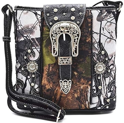 Kamuflaż Rhinestone Cross Pistolet Buckle Western Crossbody Portfele Cowgirl Krajowe Płytkowane torebki Kobiety Jedno ramię