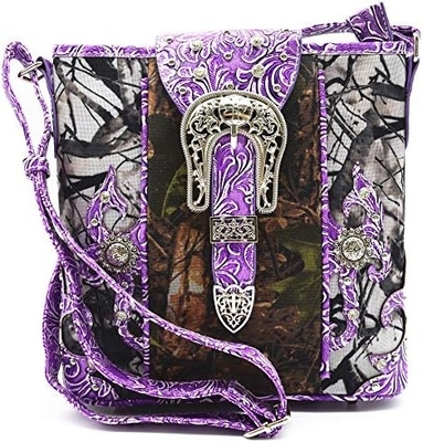 Kamuflaż Rhinestone Cross Pistolet Buckle Western Crossbody Portfele Cowgirl Krajowe Płytkowane torebki Kobiety Jedno ramię