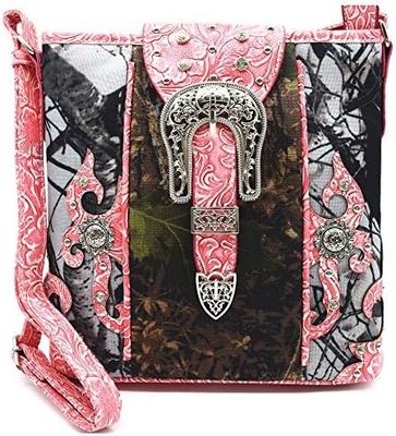 Kamuflaż Rhinestone Cross Pistolet Buckle Western Crossbody Portfele Cowgirl Krajowe Płytkowane torebki Kobiety Jedno ramię