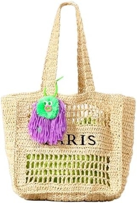 Herald Straw Mesh Beach Tote Bag dla kobiet, duże letnie lekkie składane torebki z plecami do podróży