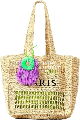 Herald Straw Mesh Beach Tote Bag dla kobiet, duże letnie lekkie składane torebki z plecami do podróży