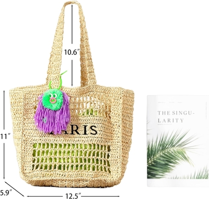 Herald Straw Mesh Beach Tote Bag dla kobiet, duże letnie lekkie składane torebki z plecami do podróży
